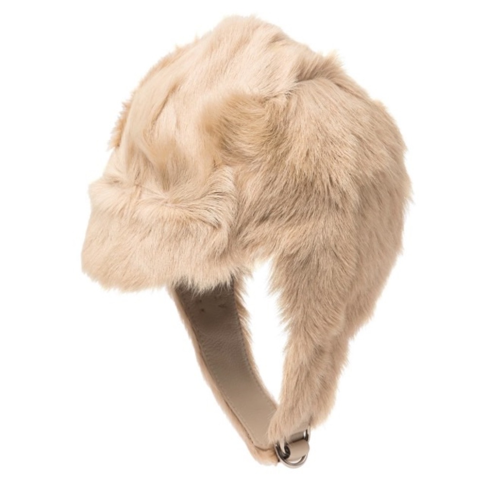 BURBERRY Genuine Goat Fur Pilot Cap Size M NWT